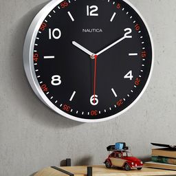Nautica Black & White Contemporary Wall Clock-36