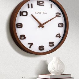 Nautica Brown & White Contemporary Analogue Round Shaped Wall Clock-image-44