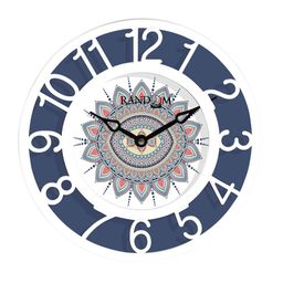 RANDOM Navy Blue & White Printed Contemporary Wall Clock-image-96