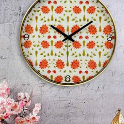 KOLOROBIA White & Red Printed Contemporary Wall Clock-8