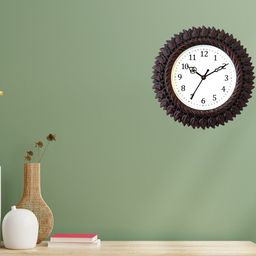Grabbasket Brown & Black Printed Round Shaped Contemporary Wall Clock-2