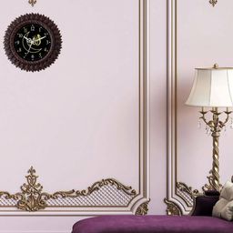 Grabbasket Brown & White Printed Round Shaped Contemporary Wall Clock-1