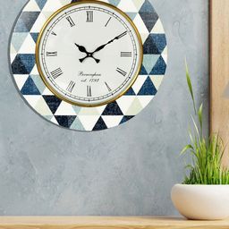 Aura Blue & White Colourblocked Contemporary Wall Clock-image-11