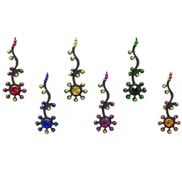Comet Busters 6 Pcs Embellished Reusable Designer Bindis - Multicoloured image 3