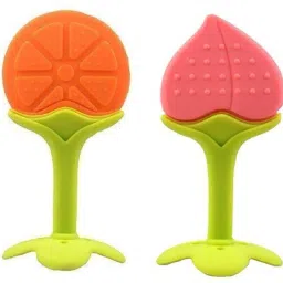 Baby Fruit Shape Silicone Teethers Soft Stick Chews Nibbler for Baby Dental Care BPA-Free for Infants Baby (Pack of 2) Teether-18