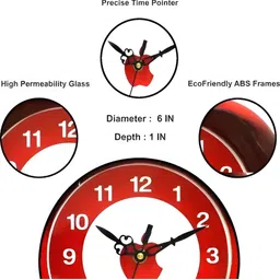 Sigaram Red & White Printed Round Contemporary Wall Clock image 3