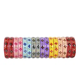 NMII Set of 16 Printed Glass Bangles image 4