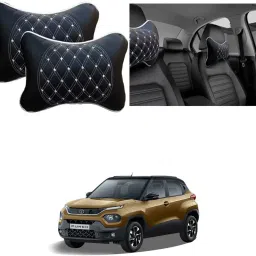 Black, Silver Leatherite Car Pillow Cushion for Tata-picture-10