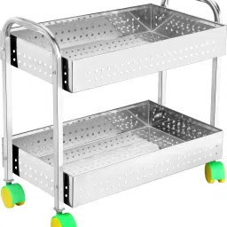 2-Tier Rack Fruits & Vegetable Onion Trolley Stand for Kitchen With Wheel Stainless Steel Fruit & Vegetable Basket-image-33