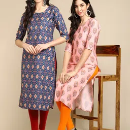 KALINI Women Pack of 2 Printed Crepe Kurta-image-76