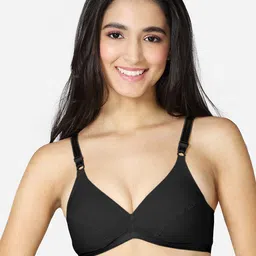 VStar Black Seamed single layered medium coverage Cotton Bra-image-23