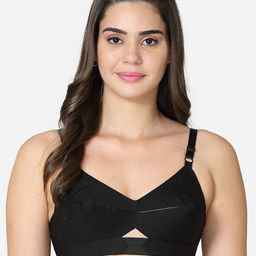 VStar Black Non Padded Non-Wired Everyday Bra-QUEENUBACK-B-image-12