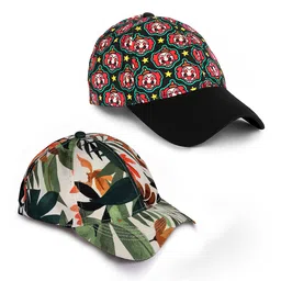 Knotyy Unisex Set Of 2 Black & Green Printed Snapback Cap-image-51