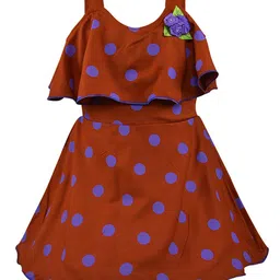 Wish Karo Girls Brown Printed Dress-picture-38