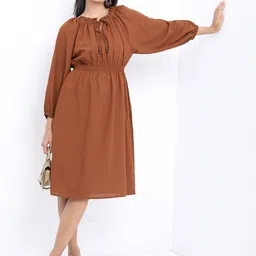 Tokyo Talkies Tie-Up Neck Dress-image-66