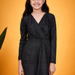 pspeaches Girls Self Design V-Neck Sheen Bling & Sparkly Wrap Dress-18
