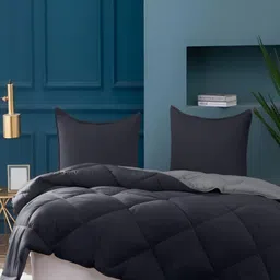 RF RELAXFEEL Black & Grey Geometric Heavy Winter 233 GSM Single Bed Quilt-image-62