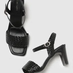 Marc Loire Textured Open Toe Block Heels image 4