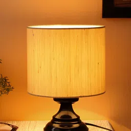 Devansh Off White Iron Cylindrical Shaped Table Lamp-33