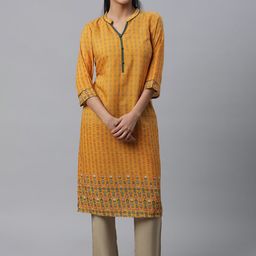 AURELIA Ethnic Motif Printed Mandarin Collar Straight Kurta-7