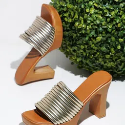 Try Me Textured Open Toe Block Heels-19