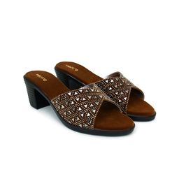 Action Embellished Open Toe Suede Block Heels-6