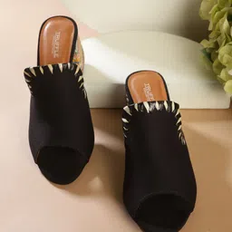 Truffle Collection Textured Block Heel Mules-46