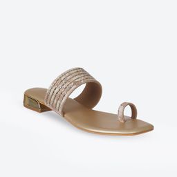Biba Gold-Toned Embellished Block Sandals-picture-9
