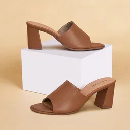 Forever Glam by Pantaloons Women Peep Toe PU Block Mules Heels-20