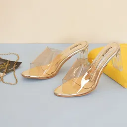 FABBHUE Open Toe Slip On Block Heels-37