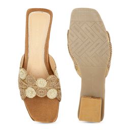 Bata Ethnic Embellished Mesh Block Heels image 4