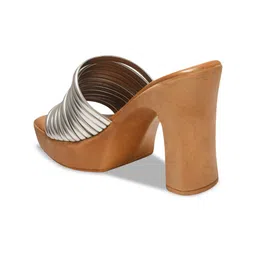 Try Me Textured Open Toe Block Heels image 4