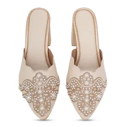 Sole House Embellished Pointed Toe Block Heel Mules image 3