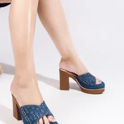 Try Me Embellished Open Toe Block Heels image 2