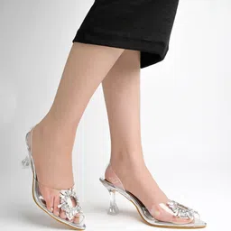 Shoetopia Embellished Party Kitten Peep Toes Heels-20