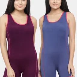 N-Gal Women Pack Of 2 Padded One Piece Legsuit Swim Wear-image-59