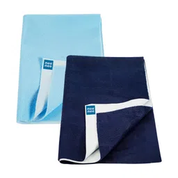 MeeMee Infants 2 Pcs Blue & Navy Blue Cotton Breathable Mattress Protectors-image-5