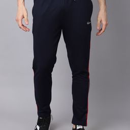 Rodamo Men Navy Blue & Red Striped Cotton Track Pant-image-44