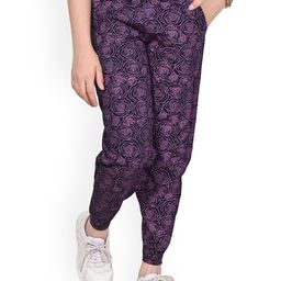 BAESD Girls Floral Printed Mid-Rise Pure Cotton Track Pant-image-87