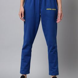 GRIFFEL Women Blue Solid Cotton Track Pant-image-58