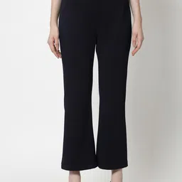 OFFICE & YOU Women Loose Fit Mid-Rise Easy Wash Acrylic Cropped Bootcut Trouser-image-86