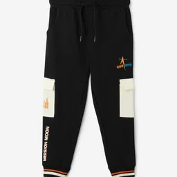 The Souled Store Black Boys Mid-Rise ISRO Printed Pure Cotton Joggers-image-100