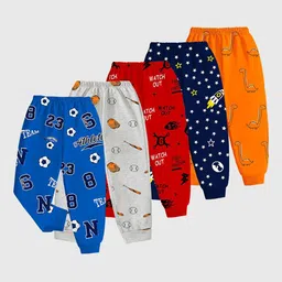 KUCHIPOO Infant Boys Pack Of 5 Printed Mid-Rise Joggers-picture-12