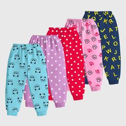 KUCHIPOO Girls Pack Of 5 Printed Joggers-image-50