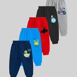 KUCHIPOO Kids Pack Of 5 Graphic Printed Mid-Rise Joggers-55