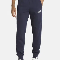 Puma Men Navy Blue Solid Essentials Slim Fit Knitted Joggers-image-40