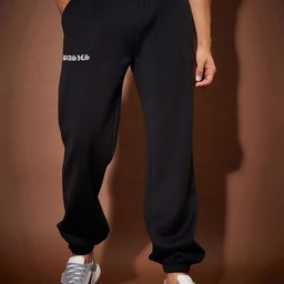 MASCLN SASSAFRAS Men Black Relaxed-Fit Mid-Rise Fleece Joggers-image-76