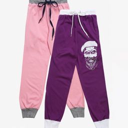 VIMAL JONNEY Infants Kids Pack Of 2 Purple & Pink Solid Joggers-image-31