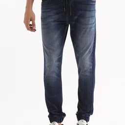 WROGN Men Jogger Fit Clean Look Heavy Fade Cotton Jeans-image-9