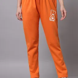 GRIFFEL Women Orange Solid Cotton Track Pants-image-11